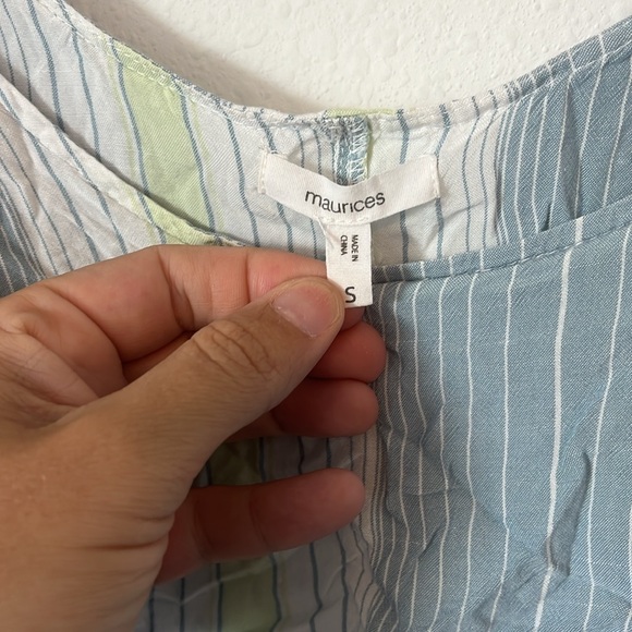 Maurices Blue Striped Flutter Sleeve Top - Picture 3 of 4
